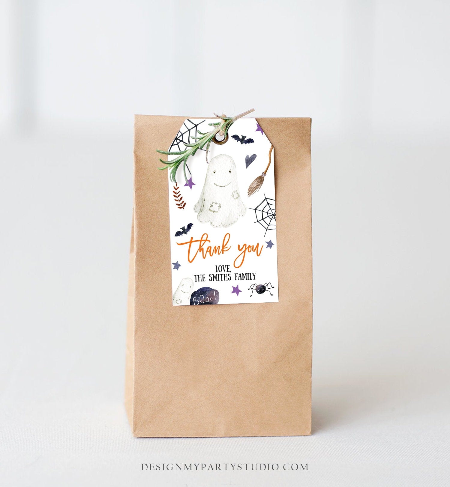 Editable Halloween Baby Shower Thank You Favor Tags Little Boo Cute Ghost Halloween Birthday Treat Download Printable Template Corjl 0199