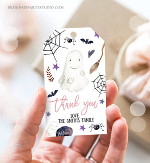 Editable Halloween Baby Shower Thank You Favor Tags Little Boo Cute Ghost Halloween Birthday Treat Download Printable Template Corjl 0199