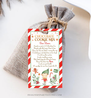 Editable Elf Cookie Mix Goodbye Favor Tag Christmas Chocolate Instructions Gift Tags From Your Elf Thank You Label Printable Template 0358