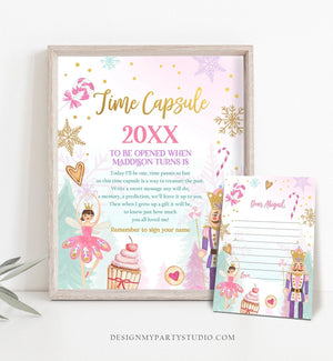 Editable Nutcracker Time Capsule Nutcracker First Birthday Party Girl Land of Sweets Winter Fairy Guestbook Template Printable Corjl 0352