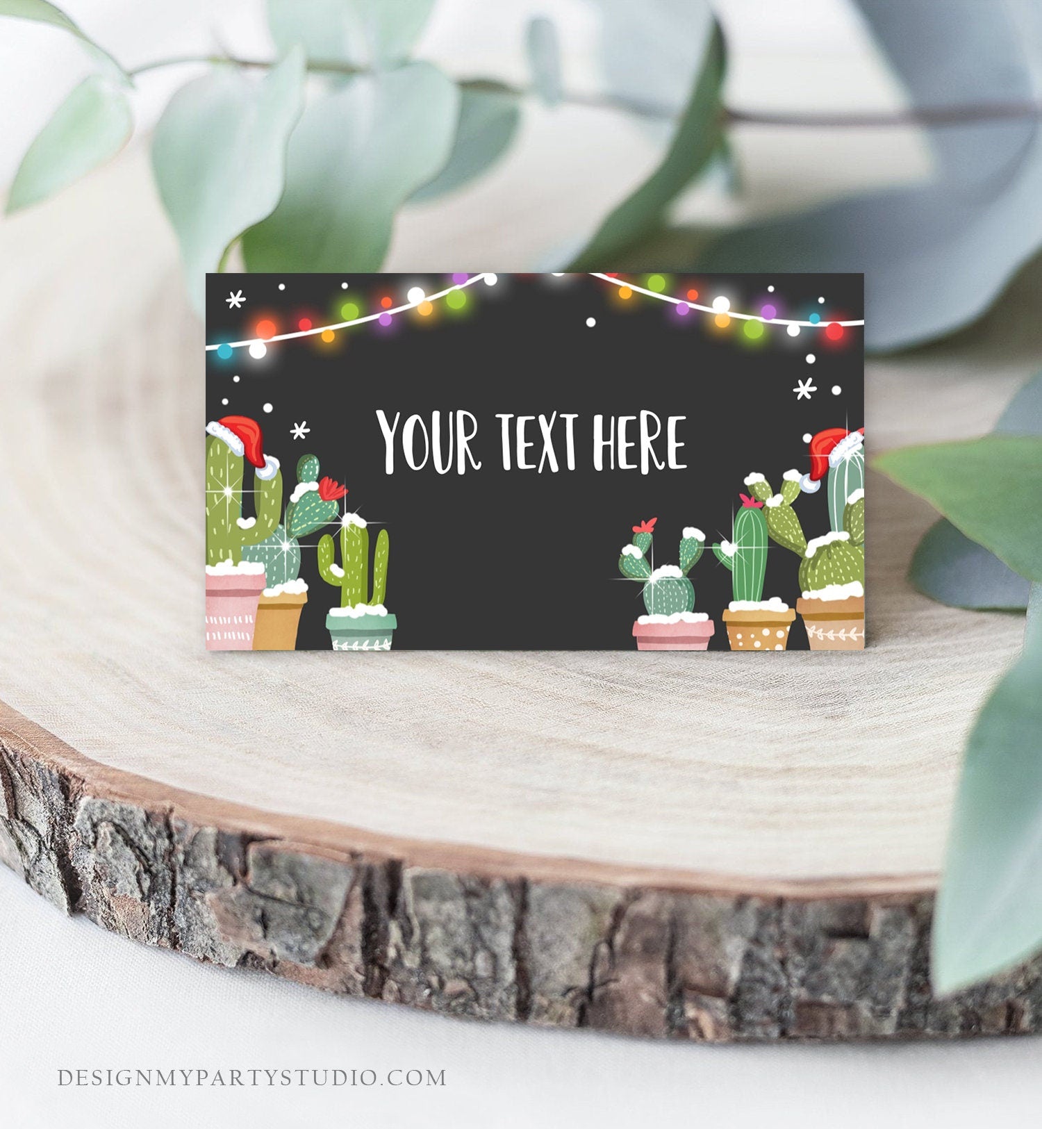 Editable Fiesta Cactus Christmas Party Food Labels Fiesta Party Place Card Tent Card Escort Card Mexican Confetti Decor Corjl Template 0273