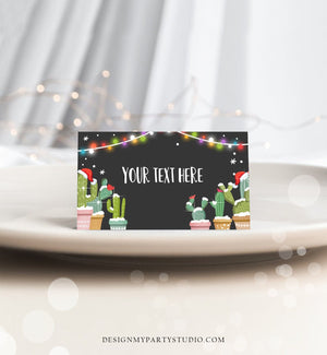 Editable Fiesta Cactus Christmas Party Food Labels Fiesta Party Place Card Tent Card Escort Card Mexican Confetti Decor Corjl Template 0273
