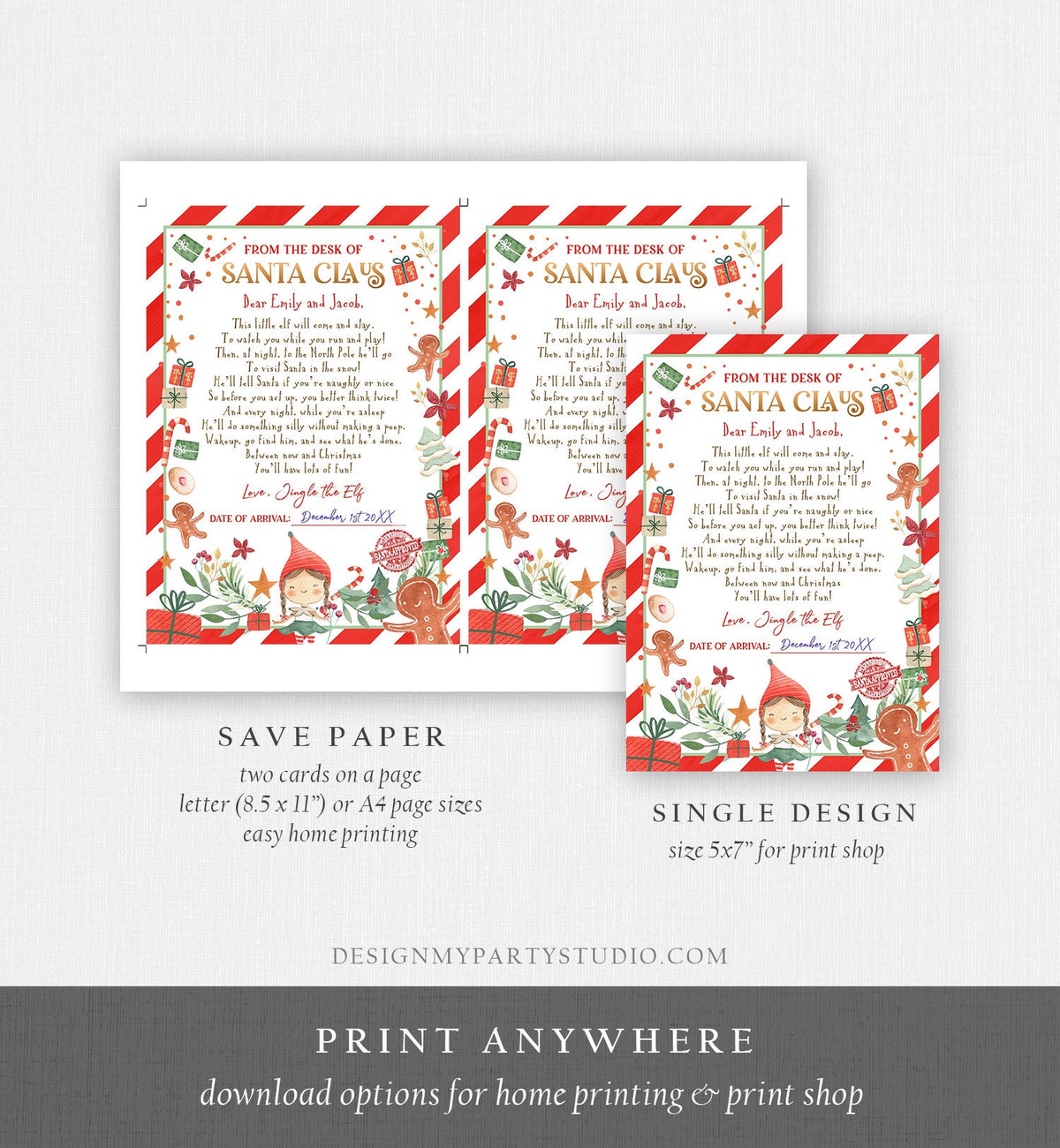 Editable First Time Elf Arrival Letter Return Letter Christmas Elf I'm Back Elf Welcome Christmas Elf Santa Claus Printable Template 0358