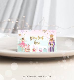 Editable Nutcracker Birthday Food Tent Cards Nutcracker Labels Girl Winter Party Place Cards Land of Sweets Printable Template Corjl 0352