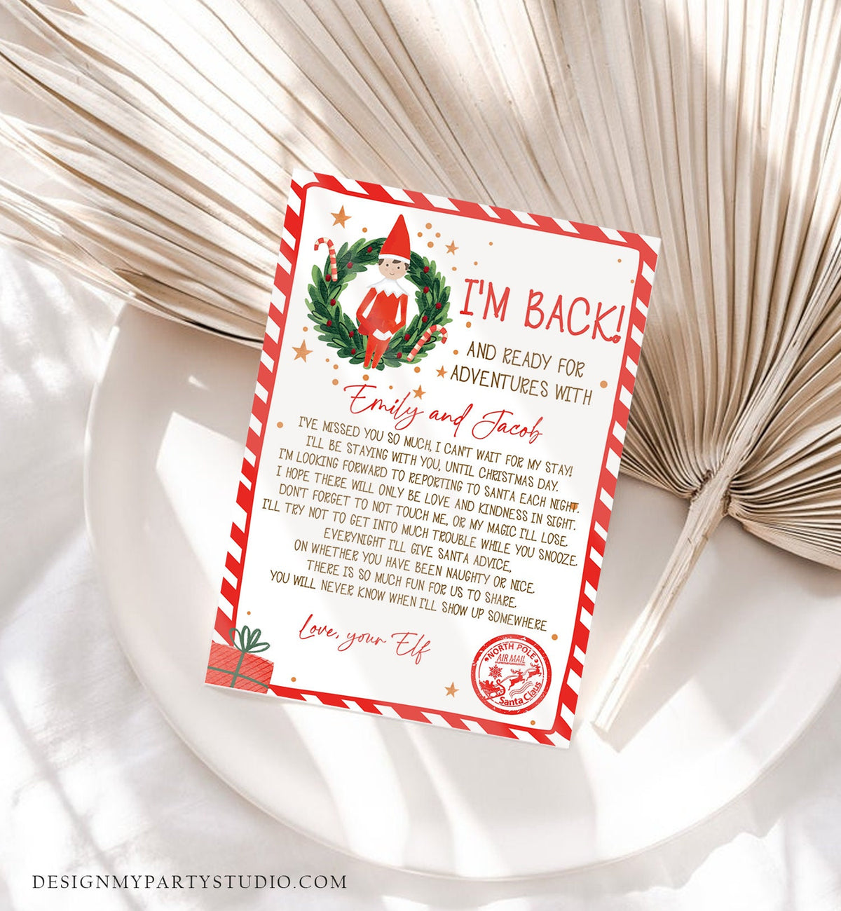 Editable Elf Arrival Letter Return Letter Christmas Elf I'm Back Elf Welcome Christmas Elf Letter From Your Elf Printable Template 0358