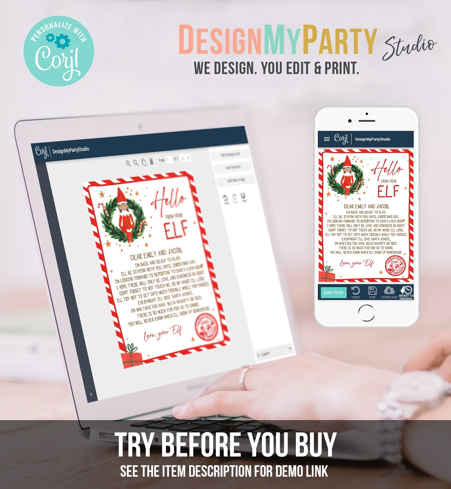 Editable Elf Arrival Letter Return Letter Christmas Elf I'm Back Elf Welcome Christmas Elf Letter From Your Elf Girl Printable Template 0358