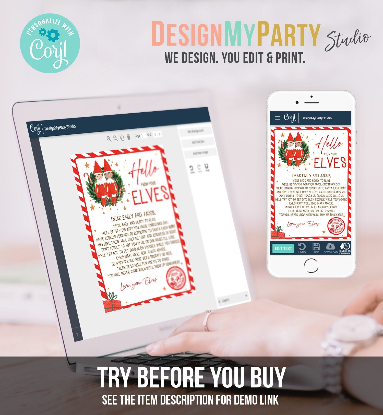 Editable Elf Arrival Letter Return Letter Christmas Elf We're Back Elf Welcome Hello Letter from Elves Boy and Girl Printable Template 0358