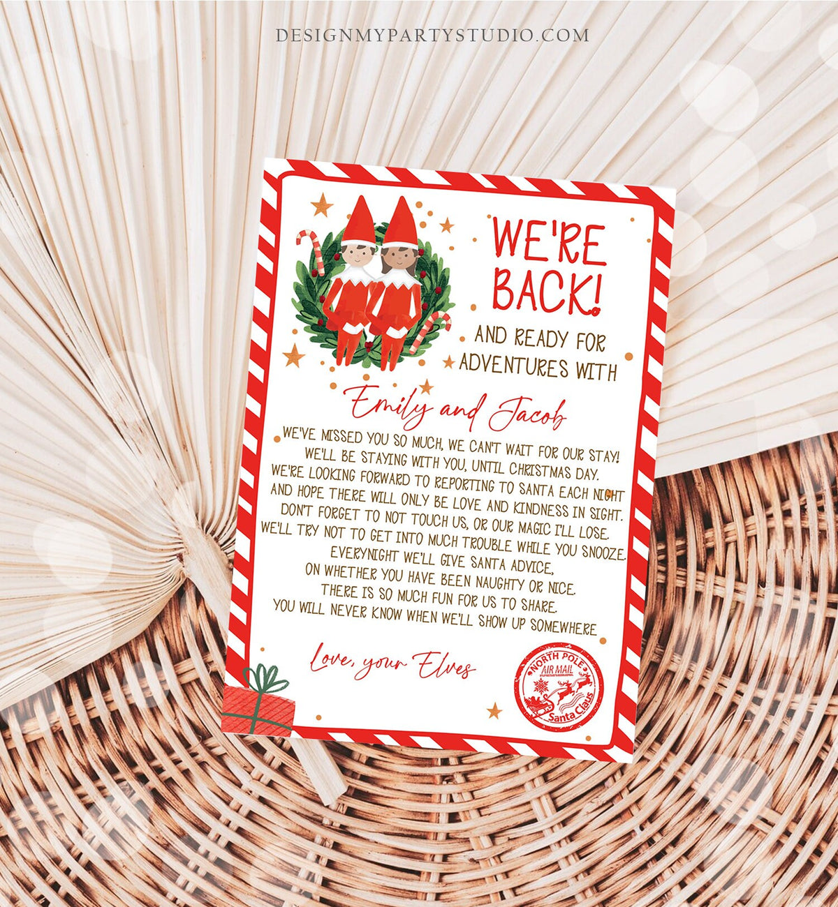 Editable Elf Arrival Letter Return Letter Christmas Elf We're Back Elf Welcome Hello Letter from Elves Boy and Girl Printable Template 0358