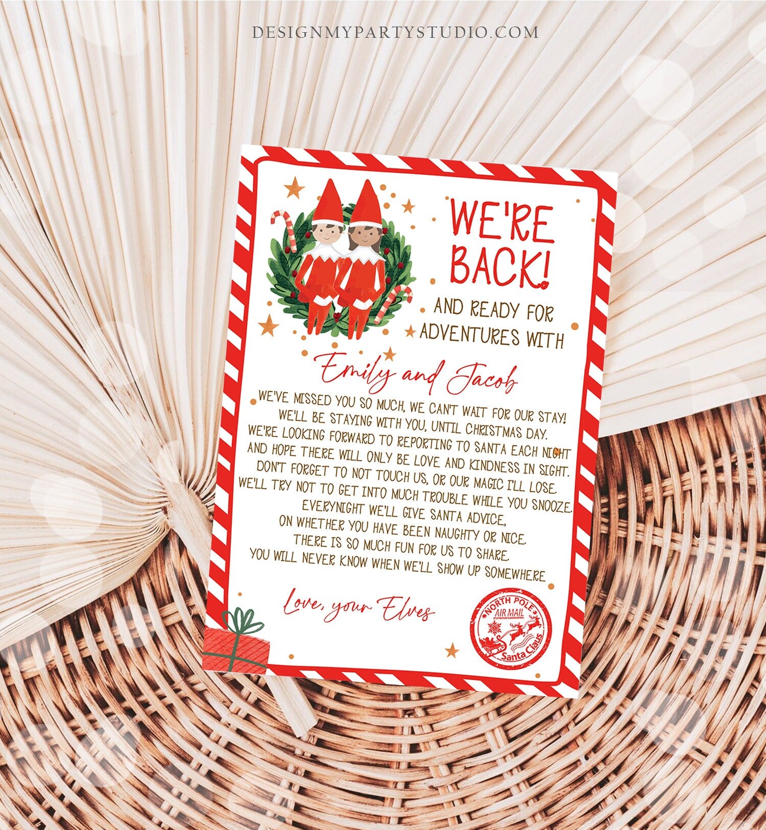 Editable Elf Arrival Letter Return Letter Christmas Elf We're Back Elf Welcome Hello Letter from Elves Boy and Girl Printable Template 0358