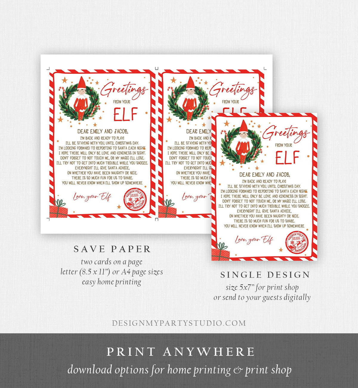 Editable Elf Arrival Letter Return Letter Christmas Elf I'm Back Elf Welcome Christmas Elf Letter From Your Elf Printable Template 0358