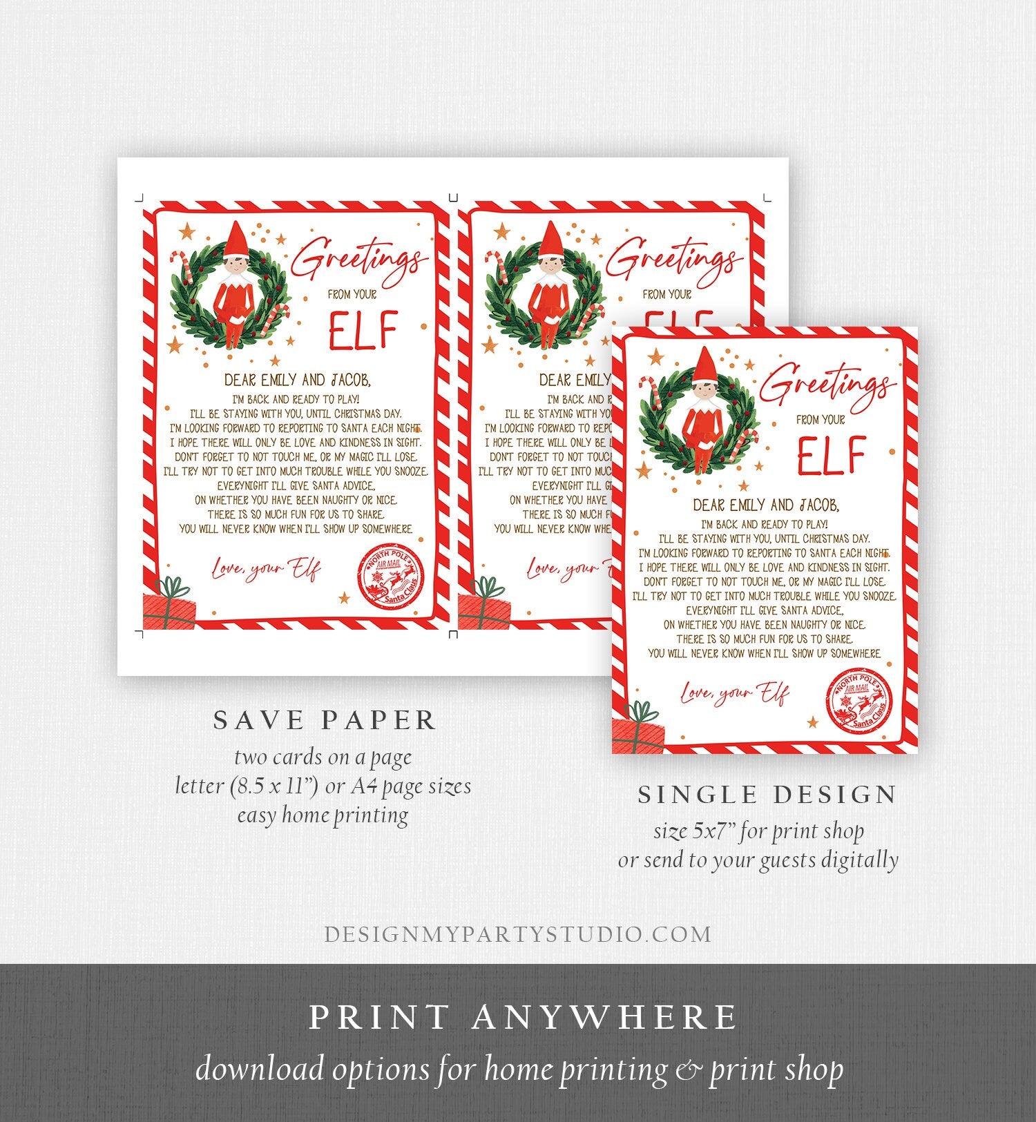Editable Elf Arrival Letter Return Letter Christmas Elf I'm Back Elf Welcome Christmas Elf Letter From Your Elf Printable Template 0358