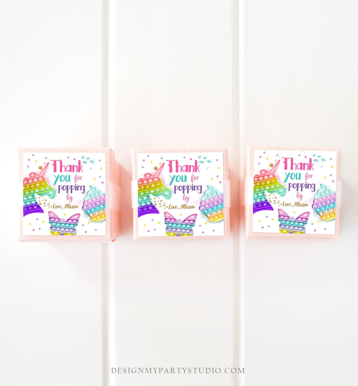 Editable Fidget Party Favor Tags Pop it Party Thank You Tag Gift Tag Popit Birthday Girl Popping By Stickers Corjl Template Printable 0422