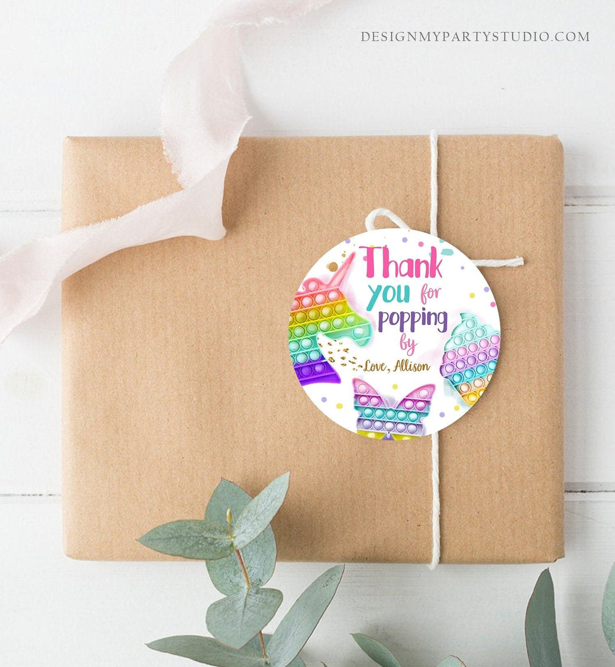 Editable Fidget Party Favor Tags Pop it Party Thank You Tag Gift Tag Popit Birthday Girl Popping By Stickers Corjl Template Printable 0422