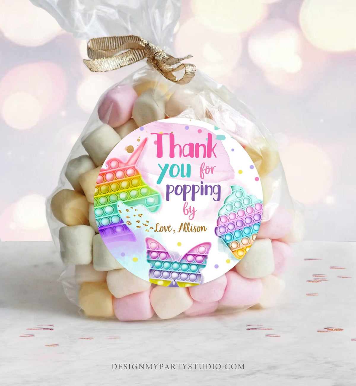 Editable Fidget Party Favor Tags Pop it Party Thank You Tag Gift Tag Popit Birthday Girl Popping By Stickers Corjl Template Printable 0422