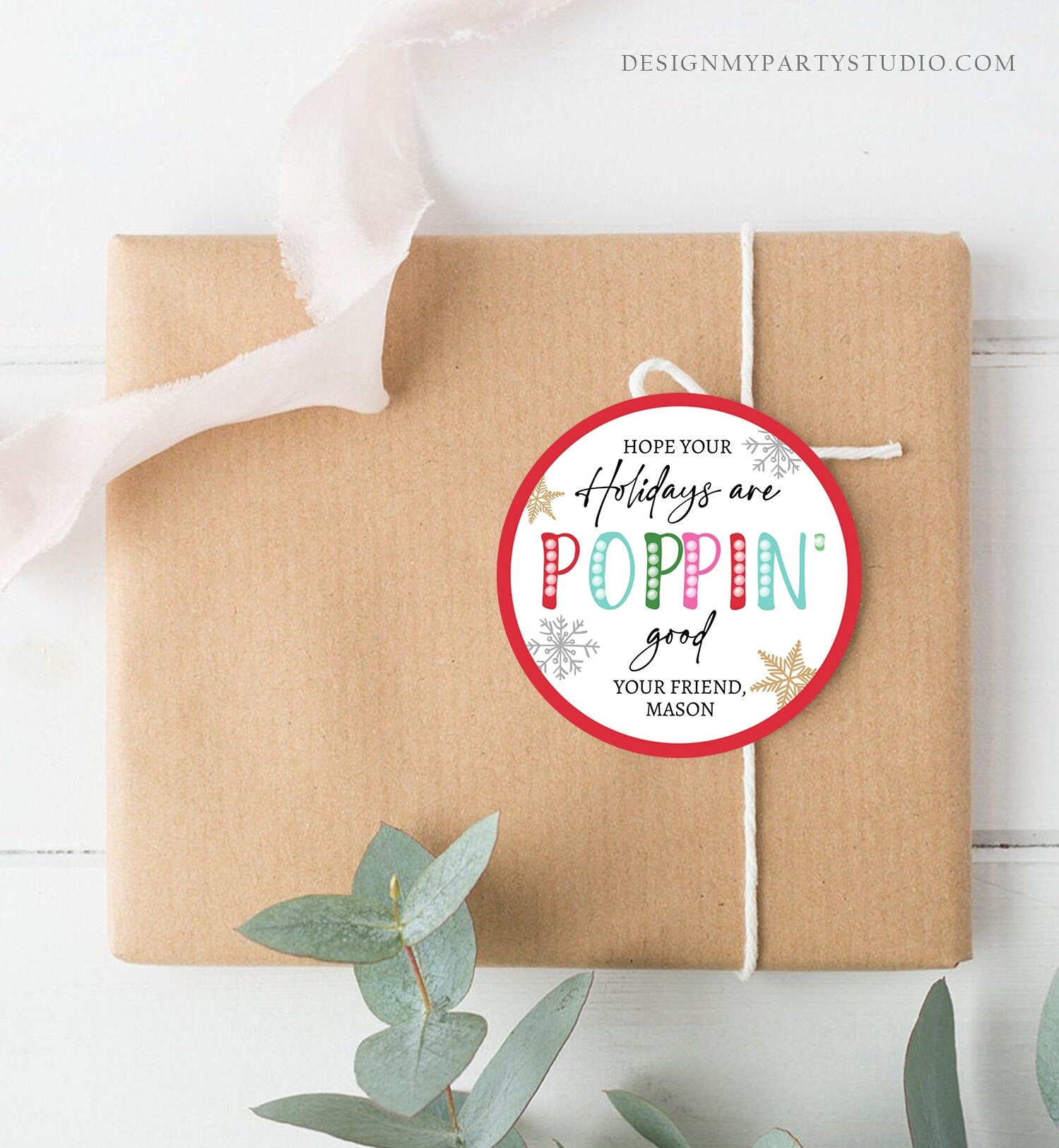 Editable Pop It Gift Tags Personalized Pop It Tag Christmas Teacher Holiday Favor Tags Winter School Merry Christmas Digital PRINTABLE 0443