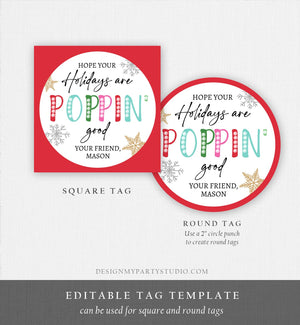 Editable Pop It Gift Tags Personalized Pop It Tag Christmas Teacher Holiday Favor Tags Winter School Merry Christmas Digital PRINTABLE 0443