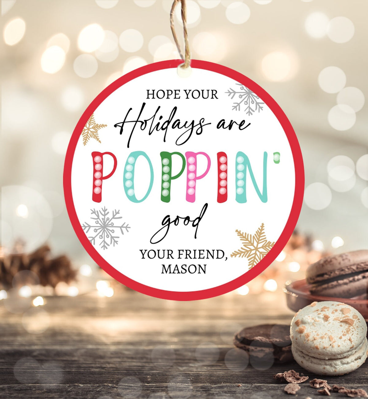 Editable Pop It Gift Tags Personalized Pop It Tag Christmas Teacher Holiday Favor Tags Winter School Merry Christmas Digital PRINTABLE 0443