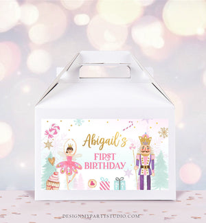 Editable Nutcracker Gable Gift Box Label Nutcracker Birthday Favors Girl Treat Box Label Land of Sweets Fairy Download Printable Corjl 0352