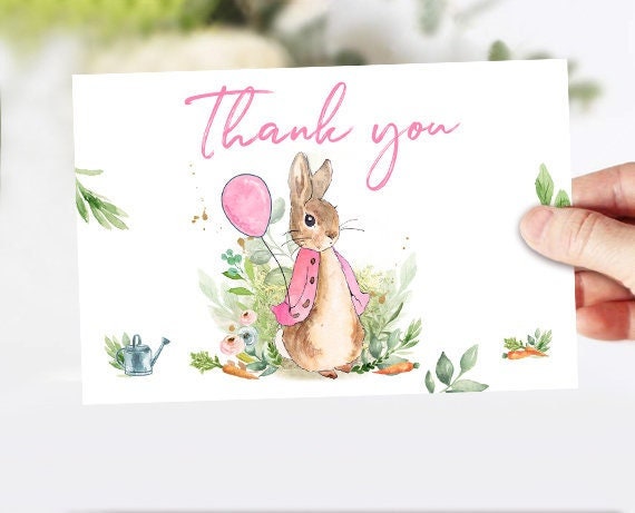 Flopsy Rabbit Thank you Card Peter Rabbit Thank You Note 4x6
