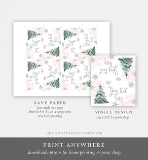 Editable Baby It's Cold Outside Food Tent Cards Winter Tree Labels Girl Birthday Baby Shower Place Cards Snow Printable Template Corjl 0363