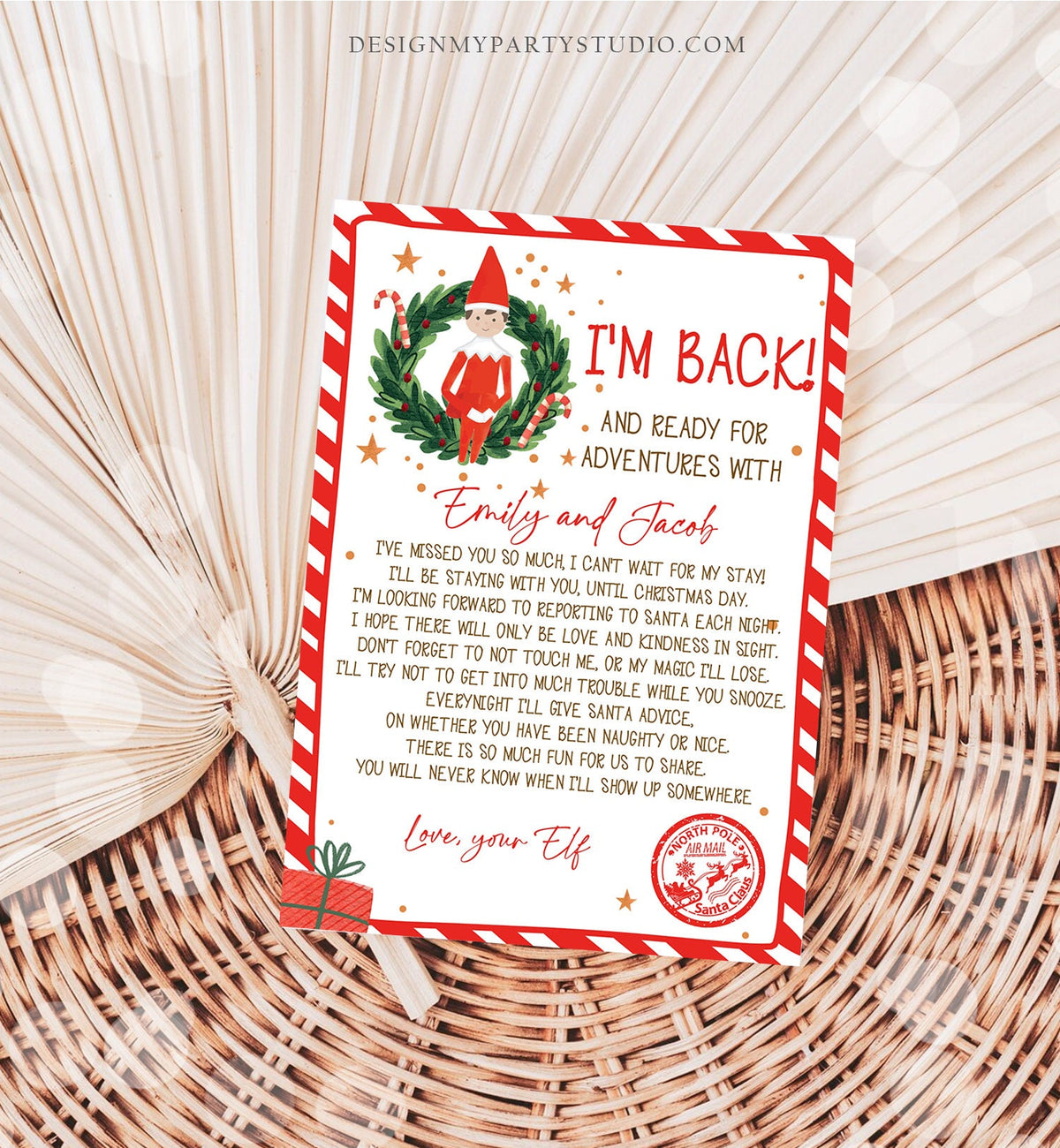 Editable Elf Arrival Letter Return Letter Christmas Elf I'm Back Elf Welcome Christmas Elf Letter From Your Elf Printable Template 0358