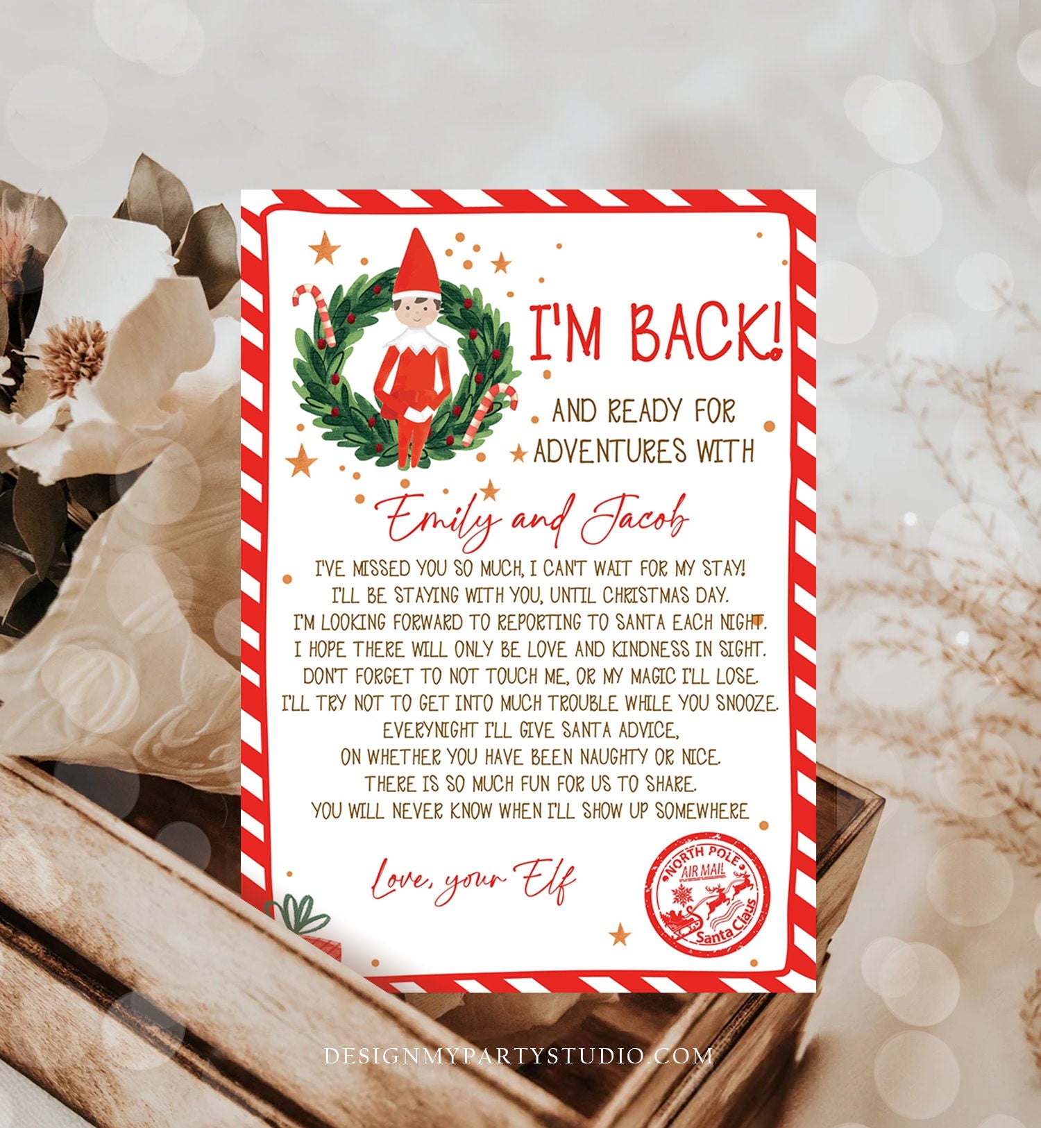 Editable Elf Arrival Letter Return Letter Christmas Elf I'm Back Elf Welcome Christmas Elf Letter From Your Elf Printable Template 0358