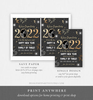 Editable New Year Pregnancy Reveal Card Pregnancy Announcement New Years 2022 Ultrasound Card Instant Download Digital Corjl Template 0280