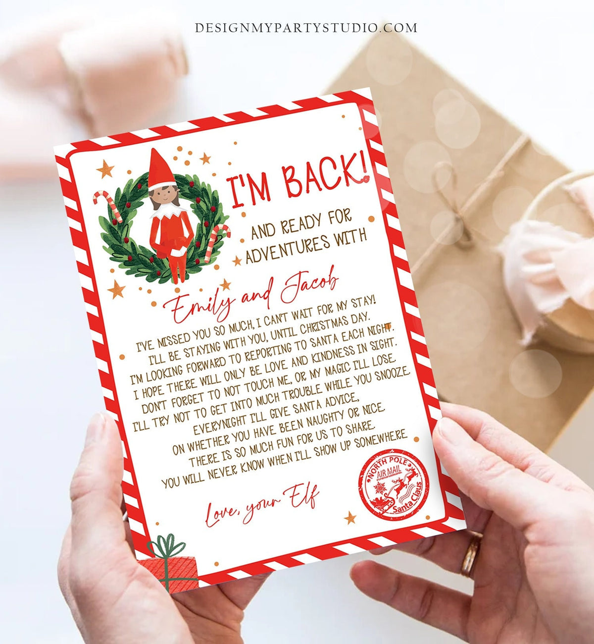 Editable Elf Arrival Letter Return Letter Christmas Elf I'm Back Elf Welcome Christmas Elf Letter Girl From Your Elf Printable Template 0358
