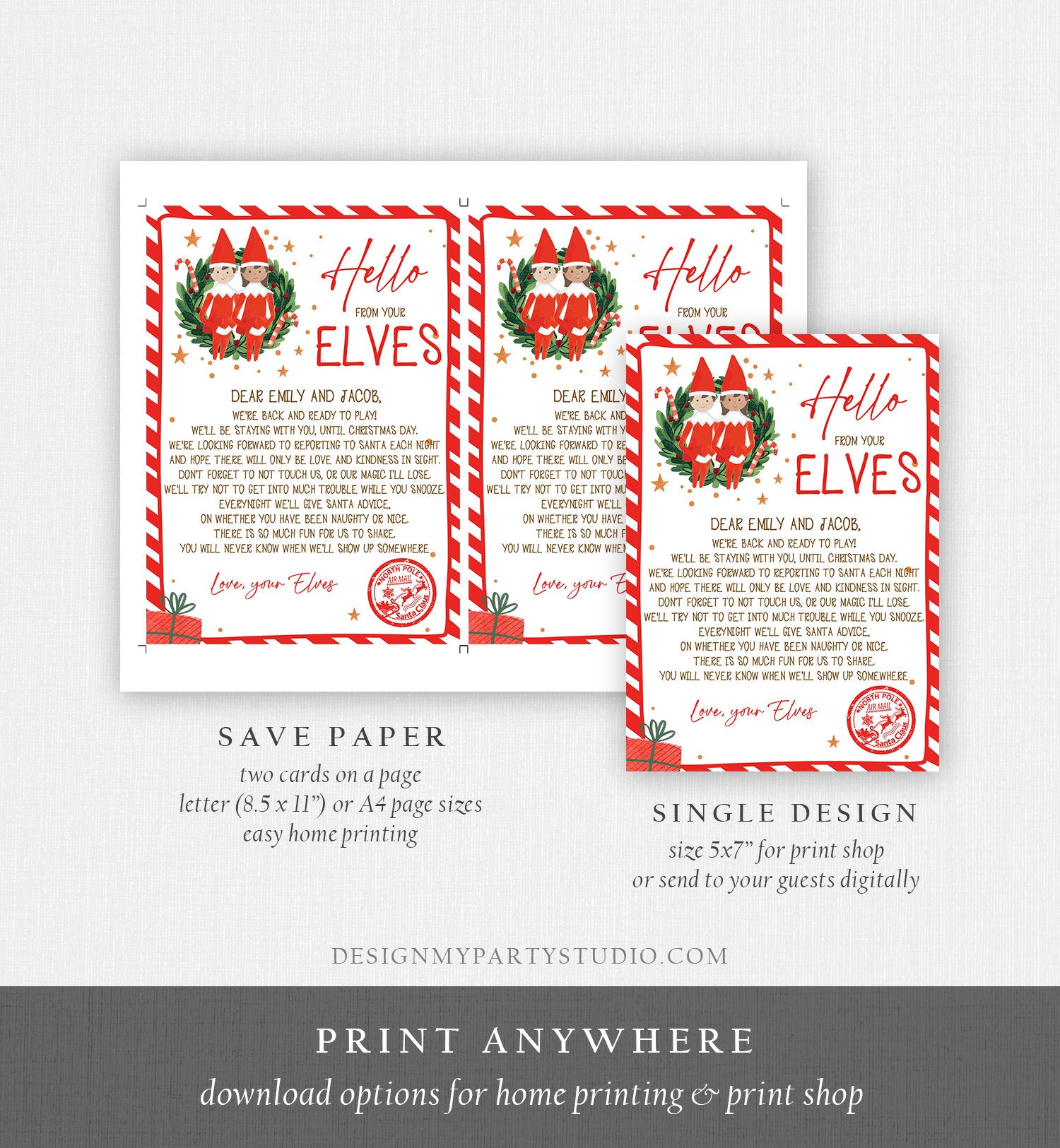 Editable Elf Arrival Letter Return Letter Christmas Elf We're Back Elf Welcome Hello Letter from Elves Boy and Girl Printable Template 0358