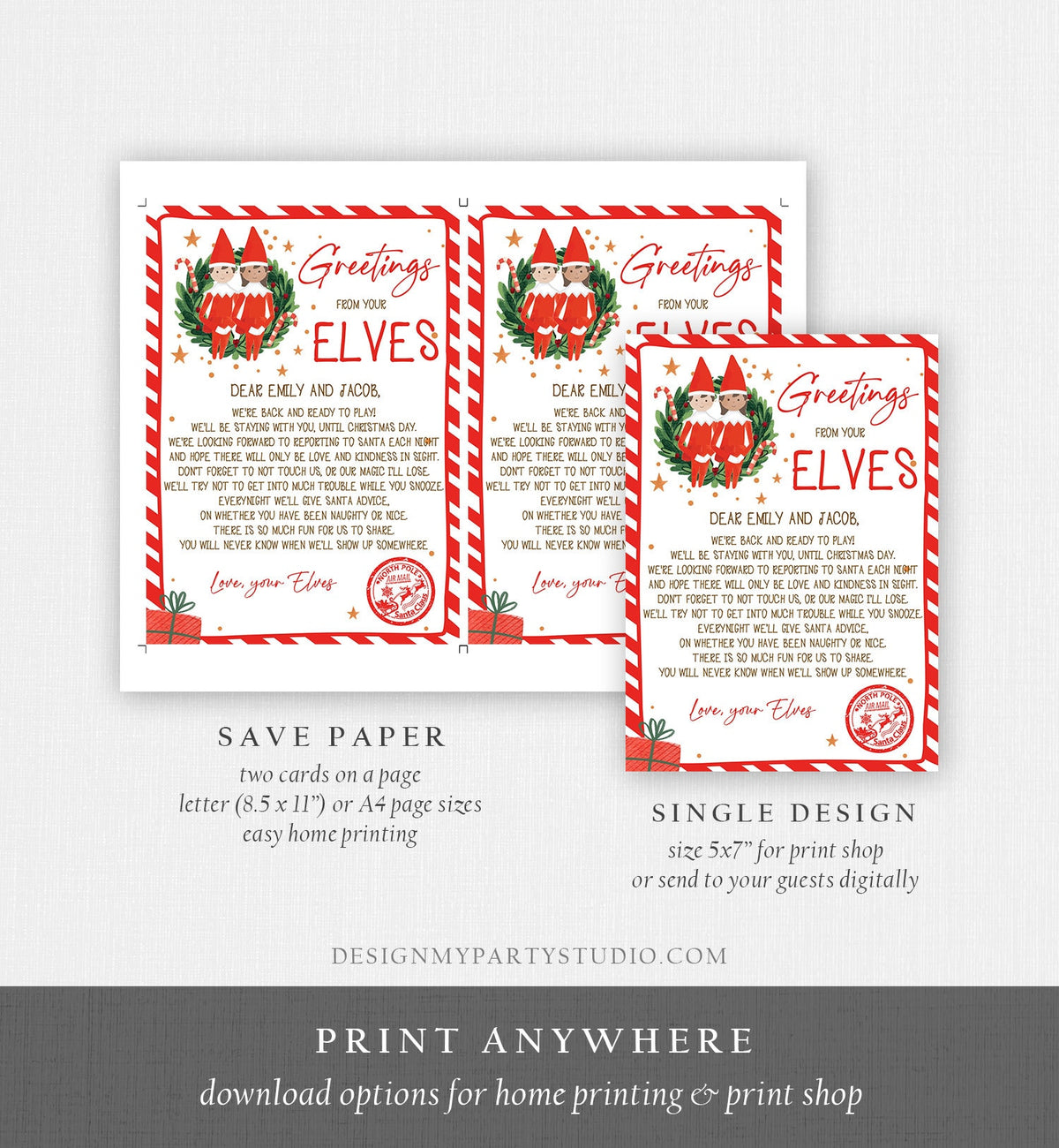 Editable Elf Arrival Letter Return Letter Christmas Elf We're Back Elf Welcome Hello Letter from Elves Boy and Girl Printable Template 0358