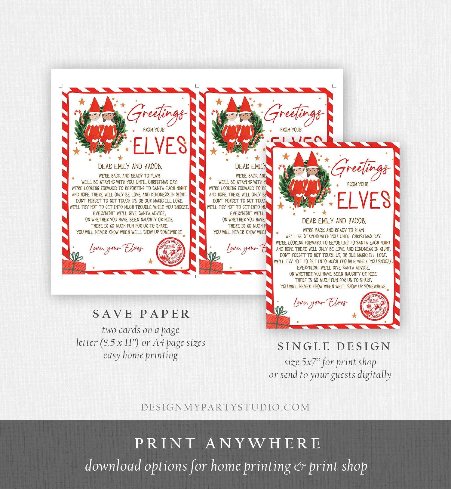 Editable Elf Arrival Letter Return Letter Christmas Elf We're Back Elf Welcome Hello Letter from Elves Boy and Girl Printable Template 0358