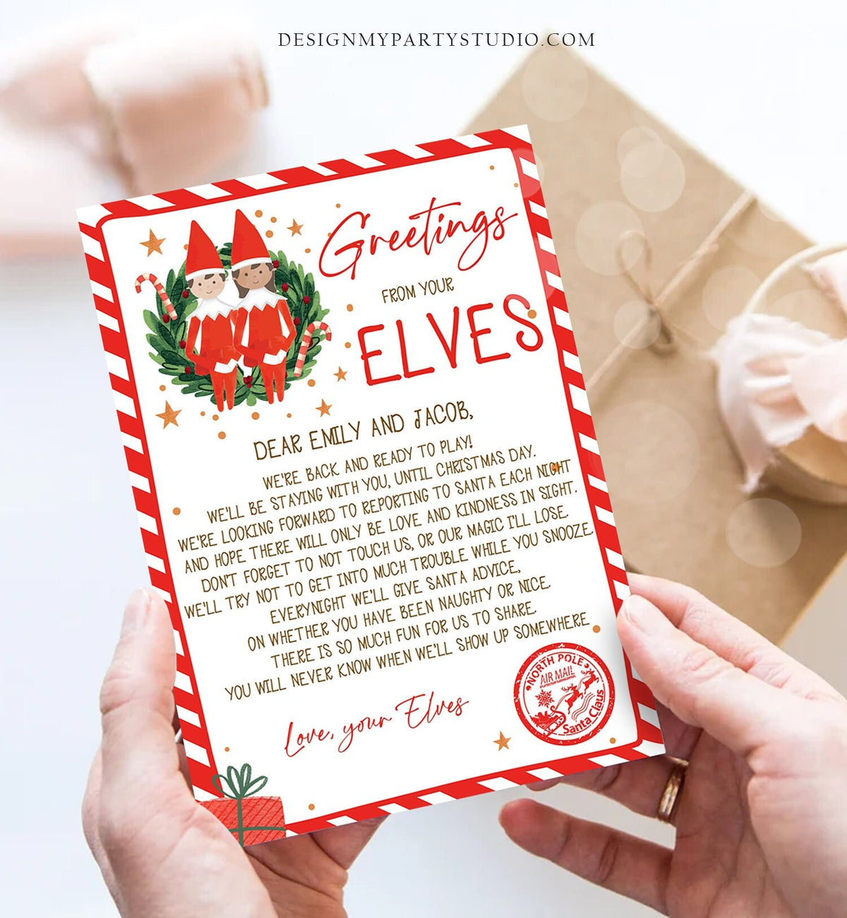 Editable Elf Arrival Letter Return Letter Christmas Elf We're Back Elf Welcome Hello Letter from Elves Boy and Girl Printable Template 0358