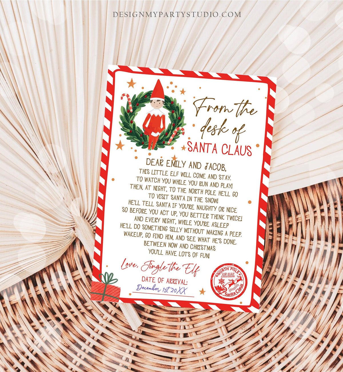 Editable First Time Elf Arrival Letter Return Letter Christmas Elf I'm Back Elf Welcome Christmas Elf Santa Claus Printable Template 0358