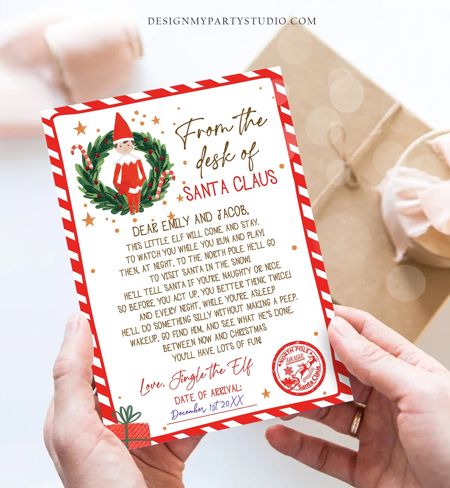 Editable First Time Elf Arrival Letter Return Letter Christmas Elf I'm Back Elf Welcome Christmas Elf Santa Claus Printable Template 0358