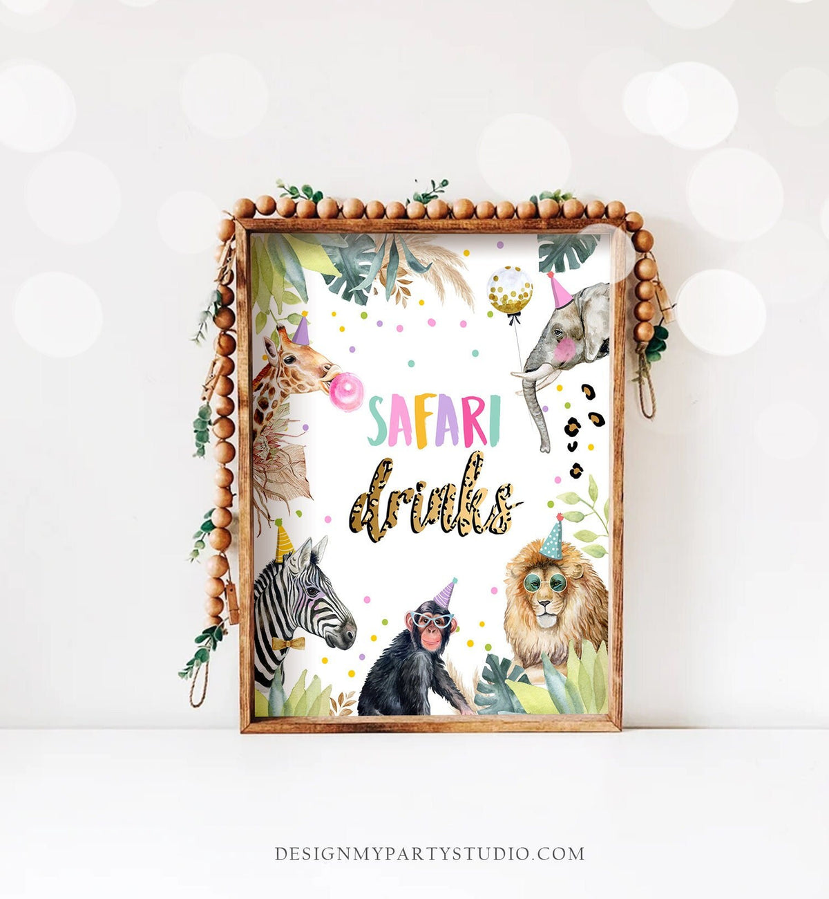 Safari Drinks Sign Drinks Table Decor Safari Animals Birthday Wild One Animals Girl Party Animals Table Sign Zoo Party Jungle PRINTABLE 0417