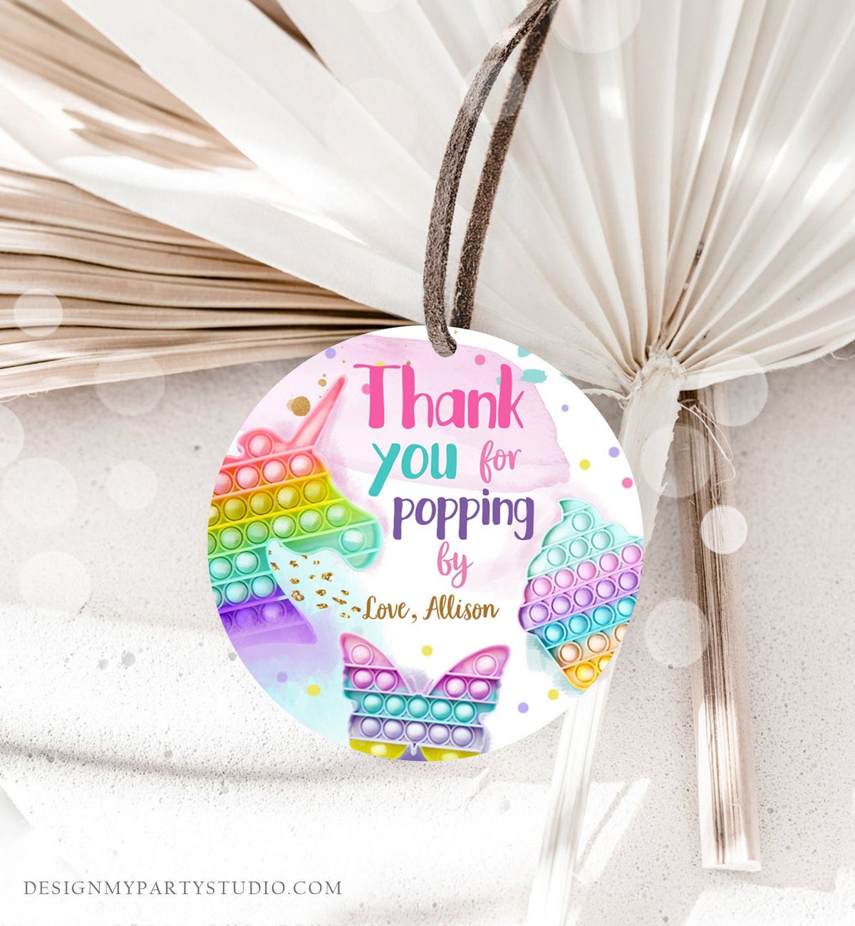 Editable Fidget Party Favor Tags Pop it Party Thank You Tag Gift Tag Popit Birthday Girl Popping By Stickers Corjl Template Printable 0422