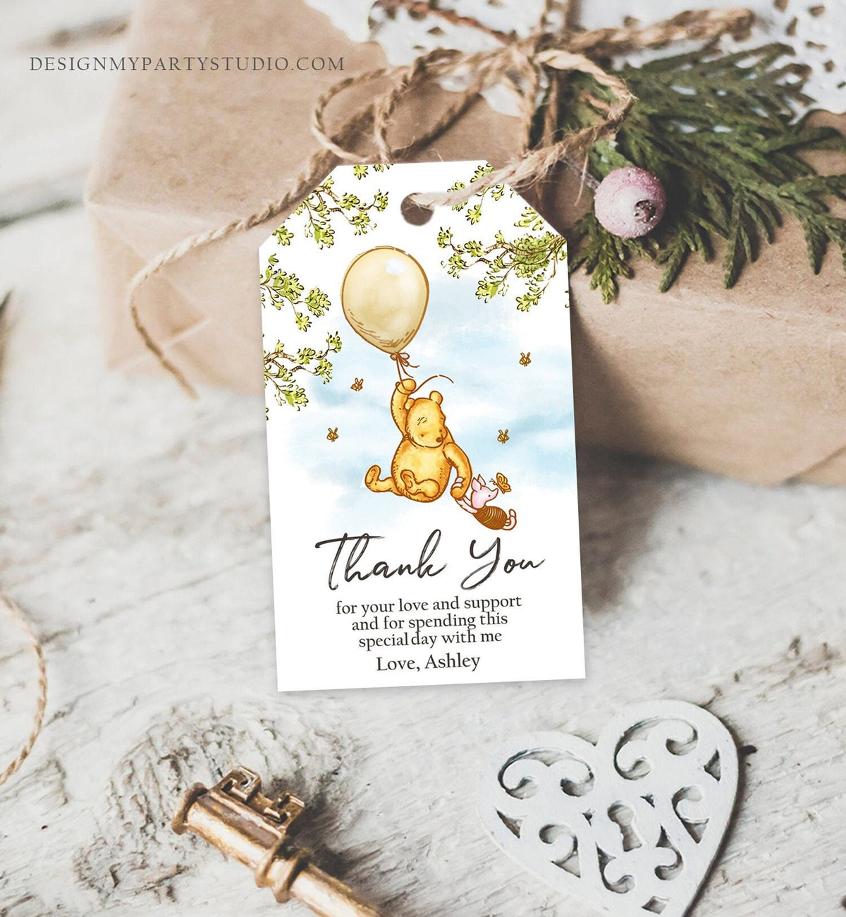 Editable Winnie The Pooh Favor Tags Pooh Baby Shower Thank you Birthday Classic Pooh Favors Pooh Tags Printable Download Corjl Template 0425