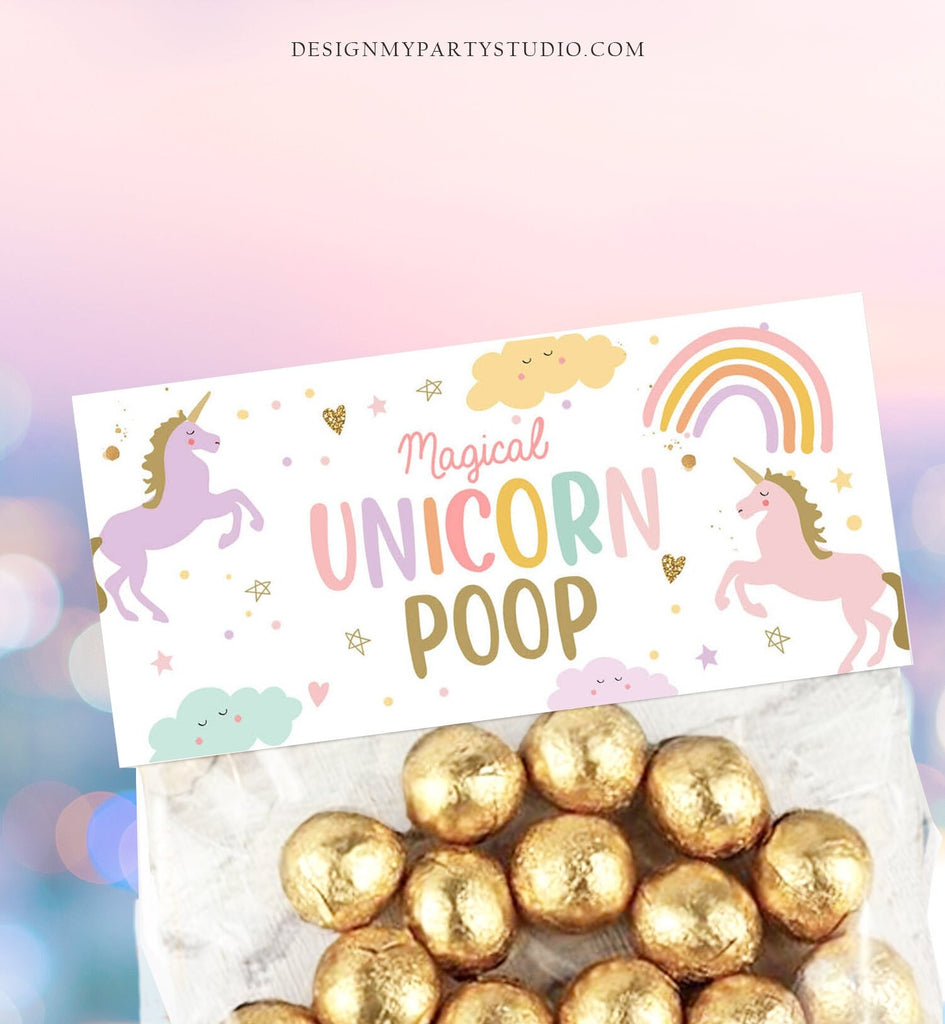 Printable Treat Bag toppers Unicorn Birthday Party Unicorn Poop Label - Design My Party Studio printable-treat-bag-toppers-unicorn-birthday-party-unicorn-poop-label-design-my-party-studio