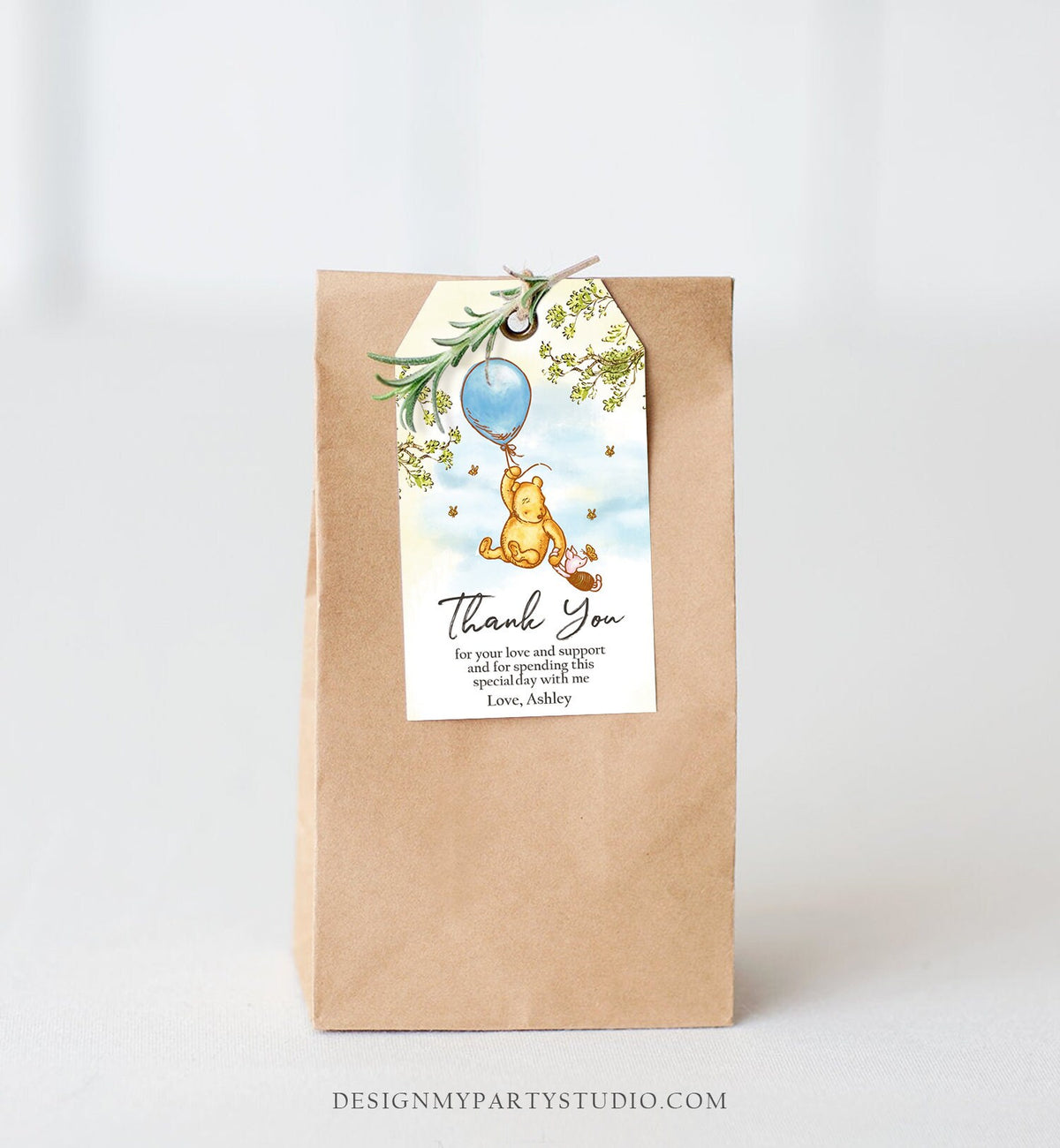 Editable Winnie The Pooh Favor Tags Pooh Baby Shower Thank you Birthday Classic Pooh Favors Pooh Tags Printable Download Corjl Template 0425