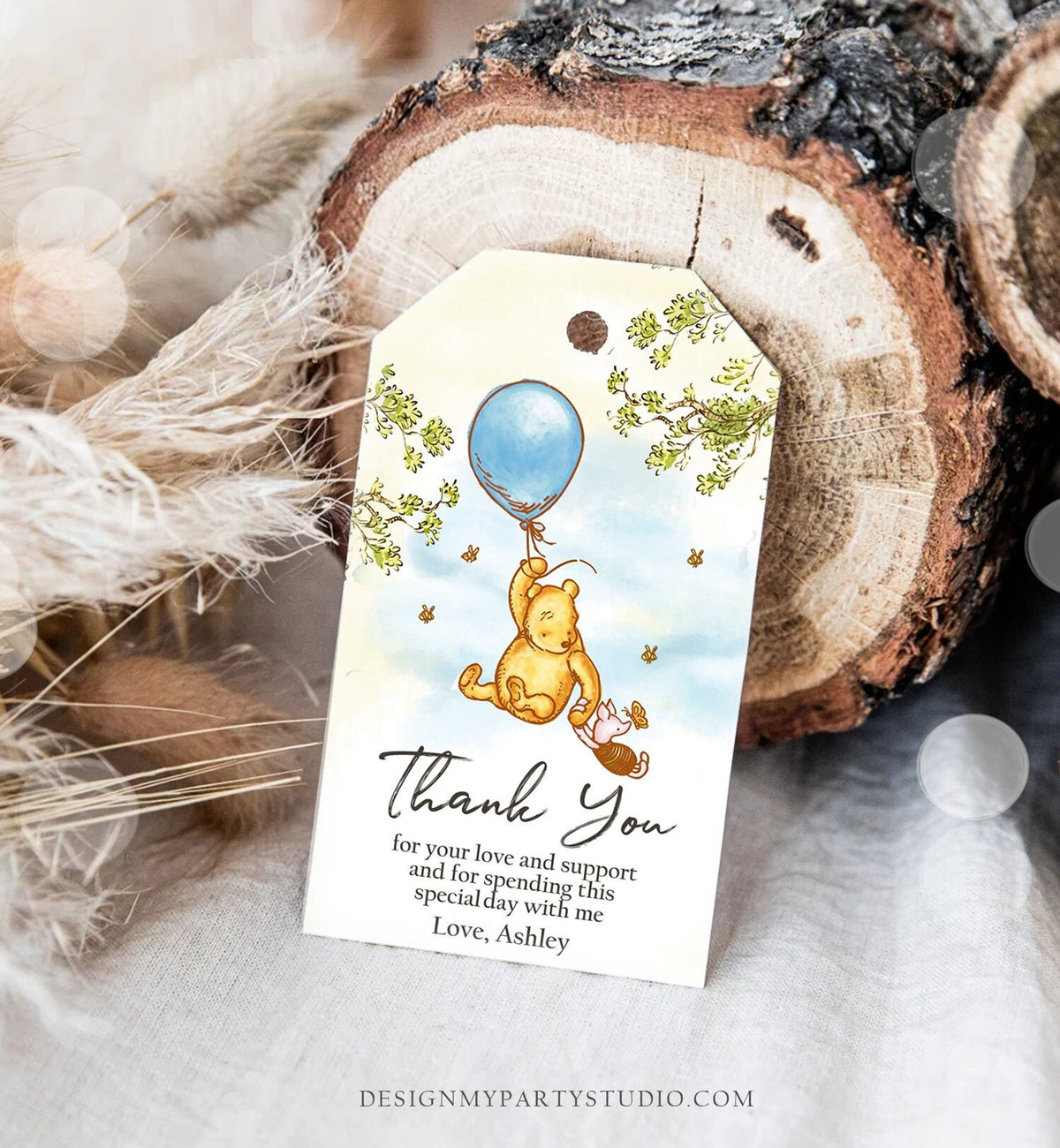 Editable Winnie The Pooh Favor Tags Pooh Baby Shower Thank you Birthday Classic Pooh Favors Pooh Tags Printable Download Corjl Template 0425
