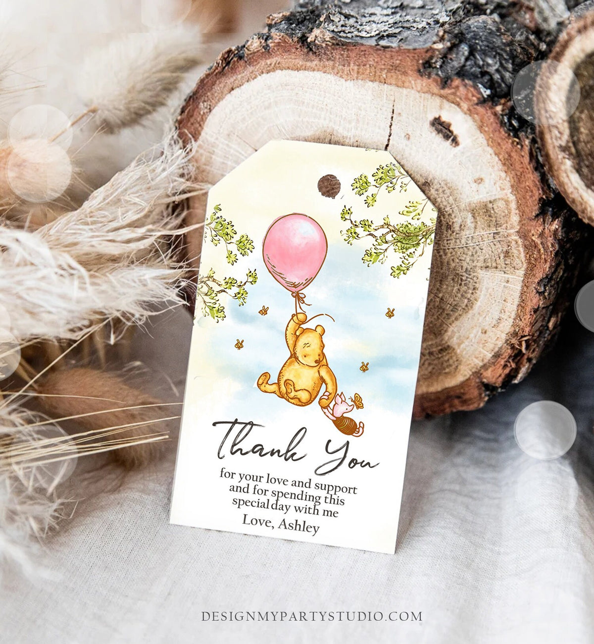 Editable Winnie The Pooh Favor Tags Pooh Baby Shower Thank you Birthday Classic Pooh Favors Pooh Tags Printable Download Corjl Template 0425