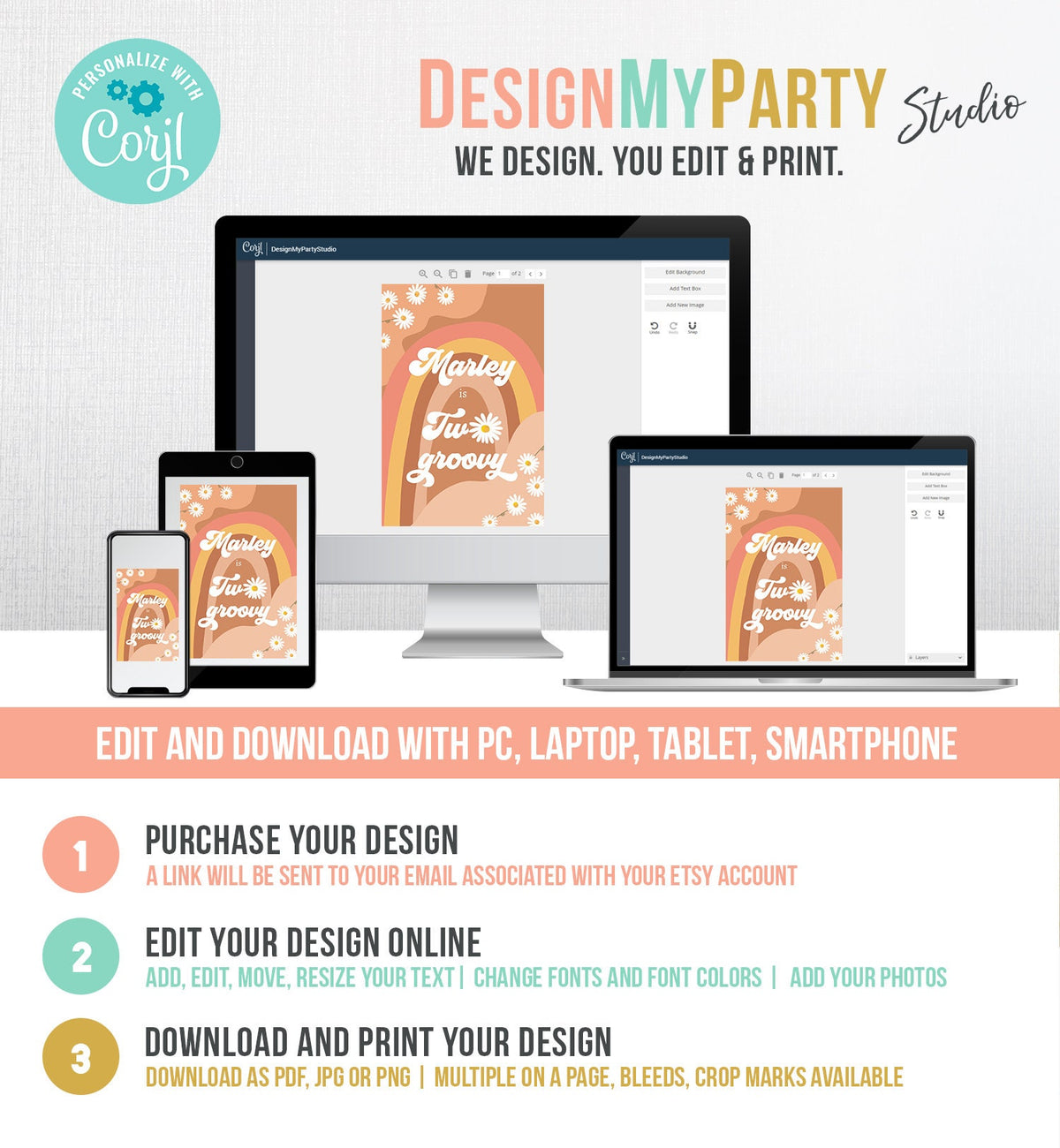 Editable Groovy Birthday Capri Sun Labels Juice Pouch Labels Floral Retro 70&#39;s Hippie Fesitval Vibes Download Corjl Template Printable 0428