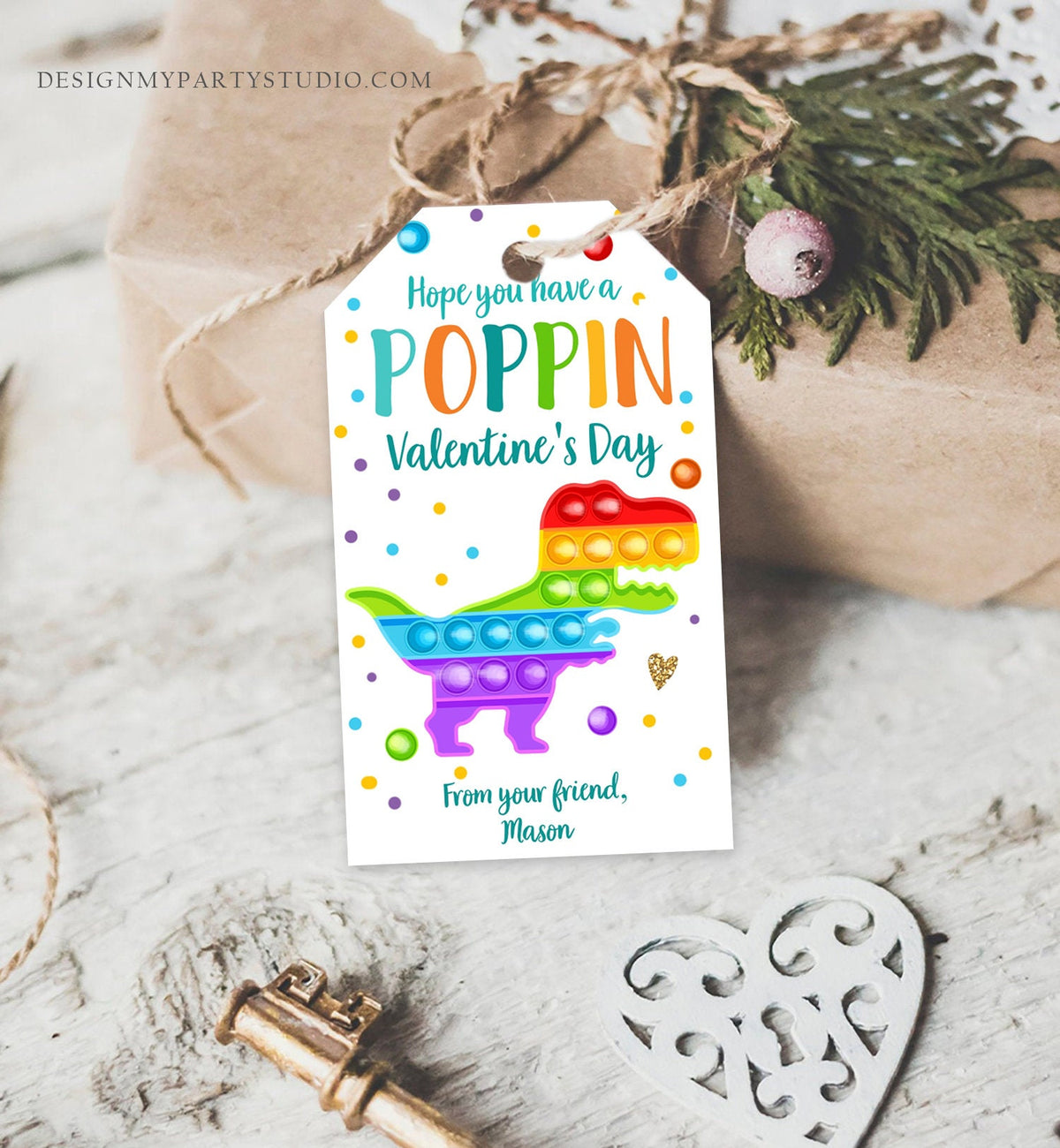 Editable Valentines Pop it gift tags Poppin Valentine's Day Party Favors Tag School Boy Kids Popit Label Rainbow Printable PRINTABLE 0370
