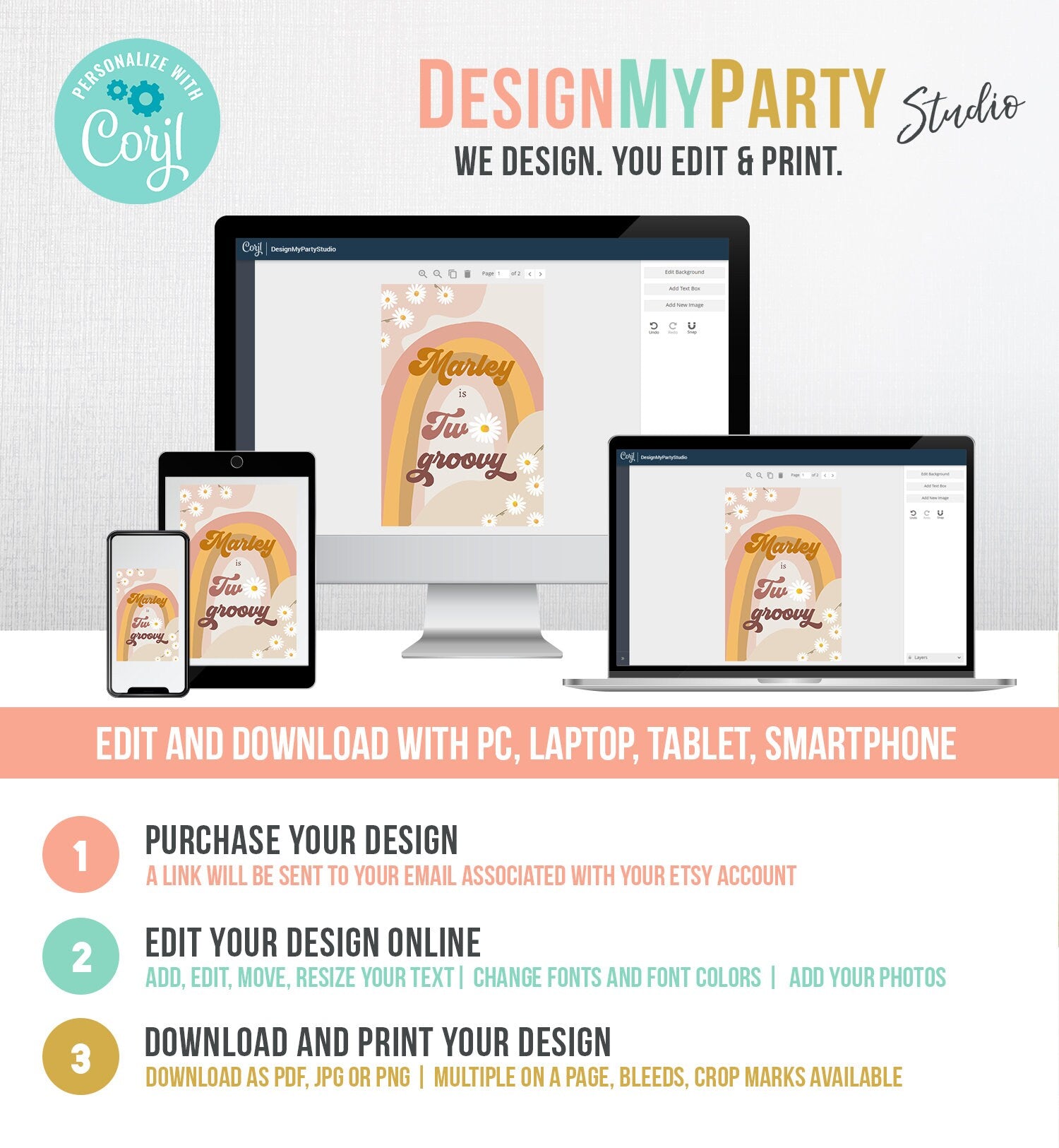 Editable Groovy Birthday Capri Sun Labels Juice Pouch Labels Floral Retro 70's Hippie Fesitval Vibes Download Corjl Template Printable 0428