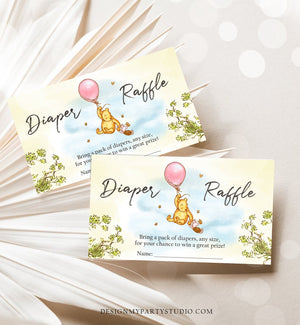Editable Winnie The Pooh Baby Shower Invitation Bundle Girl Pink Diaper Raffle Book Card Pooh Suite Digital Corjl Template Printable 0425
