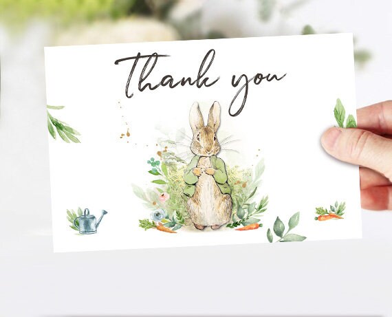 Baby Shower Thank you Card Peter Rabbit Thank You Note 4x6
