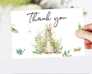 Baby Shower Thank you Card Peter Rabbit Thank You Note 4x6" Rustic Watercolor Bunny Baby Gender Neutral PRINTABLE Instant Download 0351