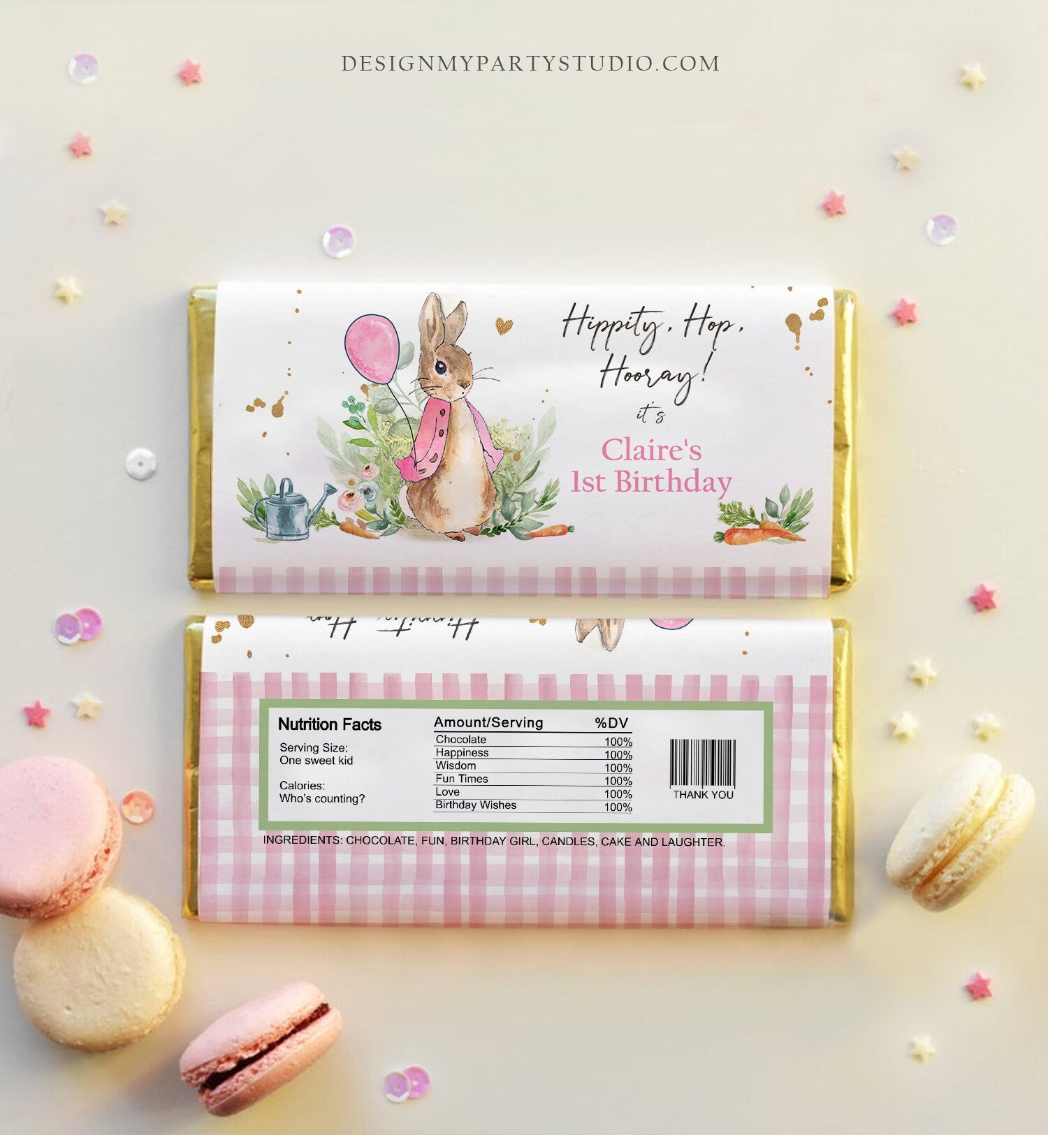 Editable Flopsy Bunny Chocolate Bar Labels Candy Bar Wrapper Peter Rab ...