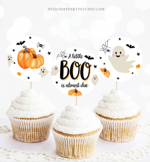 Little Boo Baby Shower Cupcake Toppers Favor Tags Halloween Baby Shower Ghost Party Decor Shower Neutral Download Digital PRINTABLE 0418