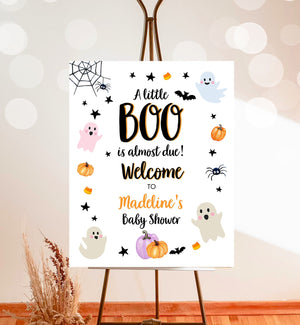 Editable Halloween Baby Shower Welcome Sign Peek A Boo Shower Decor Welcome Neutral Little Boo Sign Ghost Template Corjl PRINTABLE 0418